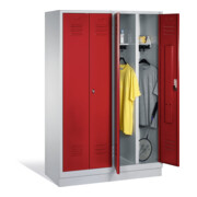 C+P Classic double casier sur socle 4 compartiments Façade Rouge rubis Corps Gris clair