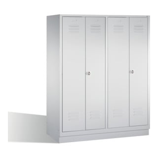 C+P Double poste Classic sur socle, 4 compartiments, H1800×I1590×P500mm Face gris clair Corps gris clair