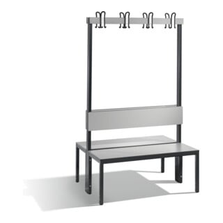 C+P Doppelseitige Garderobenbank mit Rückenlehne, Basic Plus, H1650xB1000xT760mm, Gestell Schwarzgrau