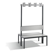 C+P Doppelseitige Garderobenbank mit Rückenlehne, Basic Plus, H1650xB1000xT760mm, Gestell Schwarzgrau / Dekor Silbergrau (8060-200)