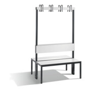 C+P Doppelseitige Garderobenbank mit Rückenlehne, Basic Plus, H1650xB1000xT760mm, Gestell Schwarzgrau / Dekor Weiß (8060-200)