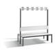 C+P Doppelseitige Garderobenbank mit Rückenlehne, Basic Plus, H1650xB1500xT760mm, Gestell Schwarzgrau / Dekor Weiß (8061-200)-1
