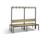 C+P Doppelseitige Garderobenbank mit Rückenlehne, Basic Plus, H1650xB1960xT760mm, Gestell Schwarzgrau / Dekor Eiche Sereno (8062-200)-1