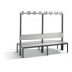 C+P Doppelseitige Garderobenbank mit Rückenlehne, Basic Plus, H1650xB1960xT760mm, Gestell Schwarzgrau / Dekor Silbergrau (8062-200)-1