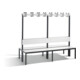 C+P Doppelseitige Garderobenbank mit Rückenlehne, Basic Plus, H1650xB1960xT760mm, Gestell Schwarzgrau / Dekor Weiß (8062-200)-1