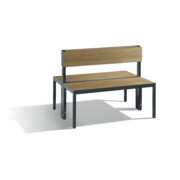 C+P Doppelseitige Sitzbank mit Rückenlehne, Basic Plus, H796xB1000xT760mm, Gestell Schwarzgrau / Dekor Eiche Sereno (8060-400)