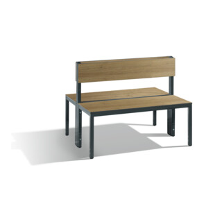 C+P Doppelseitige Sitzbank mit Rückenlehne, Basic Plus, H796xB1000xT760mm, Gestell Schwarzgrau