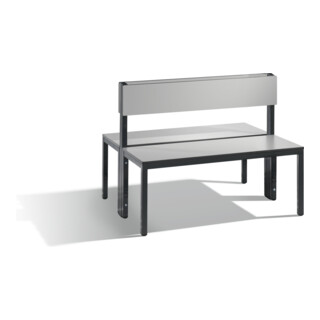 C+P Doppelseitige Sitzbank mit Rückenlehne, Basic Plus, H796xB1000xT760mm, Gestell Schwarzgrau