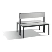 C+P Doppelseitige Sitzbank mit Rückenlehne, Basic Plus, H796xB1000xT760mm, Gestell Schwarzgrau / Dekor Silbergrau (8060-400)