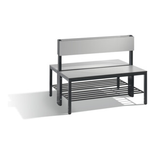 C+P Doppelseitige Sitzbank mit Rückenlehne, Basic Plus, H796xB1000xT760mm, Gestell Schwarzgrau