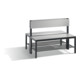 C+P Doppelseitige Sitzbank mit Rückenlehne, Basic Plus, H796xB1000xT760mm, Gestell Schwarzgrau / Dekor Silbergrau (8060-410)-1