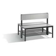 C+P Doppelseitige Sitzbank mit Rückenlehne, Basic Plus, H796xB1000xT760mm, Gestell Schwarzgrau / Dekor Silbergrau (8060-410)
