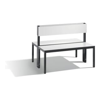 C+P Doppelseitige Sitzbank mit Rückenlehne, Basic Plus, H796xB1000xT760mm, Gestell Schwarzgrau