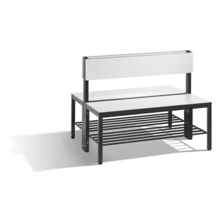 C+P Doppelseitige Sitzbank mit Rückenlehne, Basic Plus, H796xB1000xT760mm, Gestell Schwarzgrau