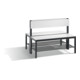 C+P Doppelseitige Sitzbank mit Rückenlehne, Basic Plus, H796xB1000xT760mm, Gestell Schwarzgrau / Dekor Weiß (8060-410)-1