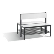 C+P Doppelseitige Sitzbank mit Rückenlehne, Basic Plus, H796xB1000xT760mm, Gestell Schwarzgrau / Dekor Weiß (8060-410)