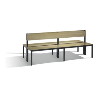 C+P Doppelseitige Sitzbank mit Rückenlehne, Basic Plus, H796xB1960xT760mm, Gestell Schwarzgrau