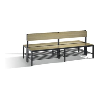 C+P Doppelseitige Sitzbank mit Rückenlehne, Basic Plus, H796xB1960xT760mm, Gestell Schwarzgrau
