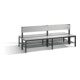 C+P Doppelseitige Sitzbank mit Rückenlehne, Basic Plus, H796xB1960xT760mm, Gestell Schwarzgrau / Dekor Silbergrau (8062-410)-1