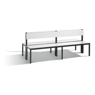 C+P Doppelseitige Sitzbank mit Rückenlehne, Basic Plus, H796xB1960xT760mm, Gestell Schwarzgrau