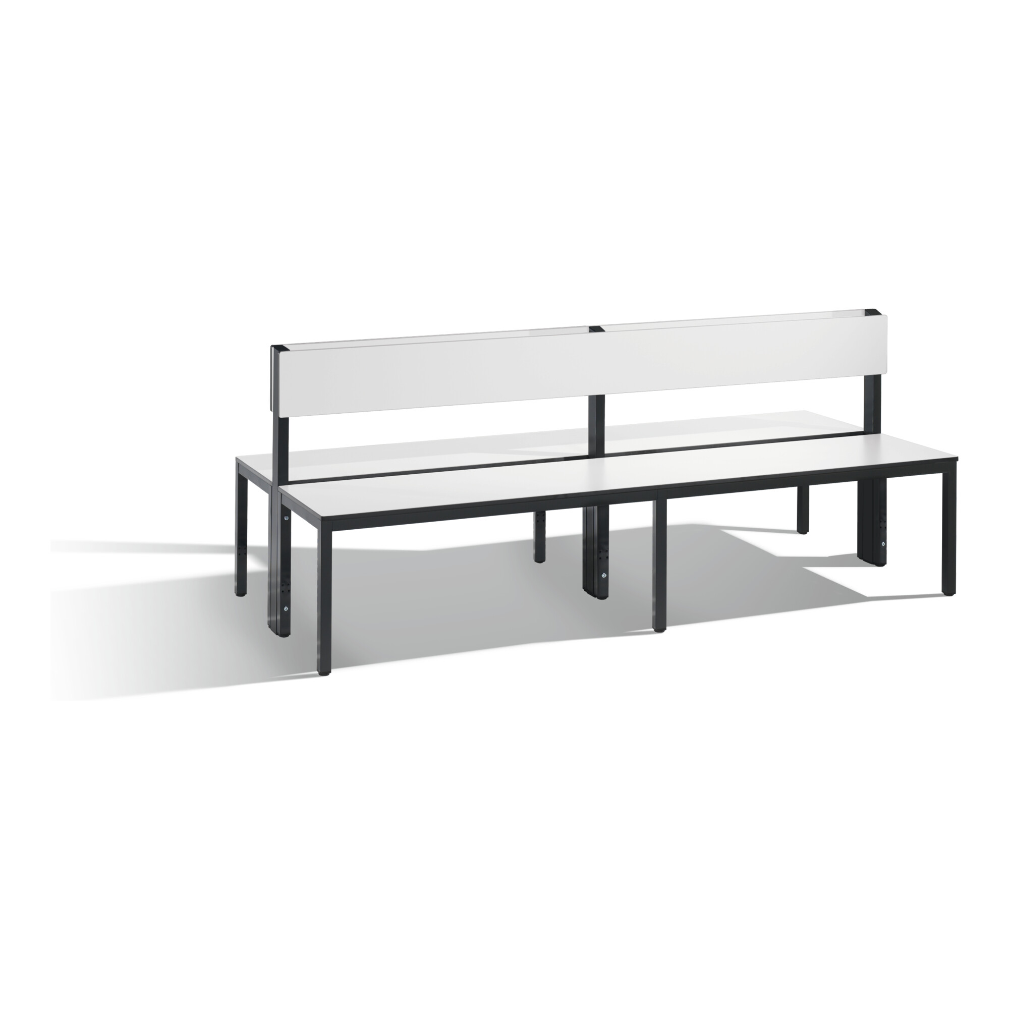 C+P Doppelseitige Sitzbank mit Rückenlehne, Basic Plus, H796xB1960xT760mm, Gestell Schwarzgrau / Dekor Weiß (8062-400) ; C + P Möbelsysteme