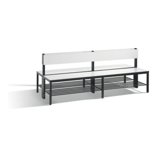 C+P Doppelseitige Sitzbank mit Rückenlehne, Basic Plus, H796xB1960xT760mm, Gestell Schwarzgrau