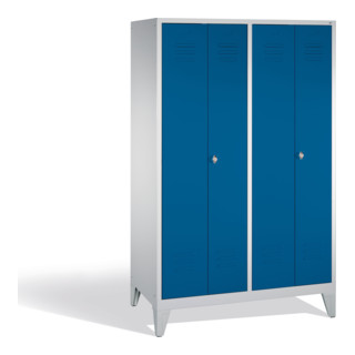 C+P Doppelspind Classic auf Füßen 4 Abteile Front Enzianblau Korpus Lichtgrau