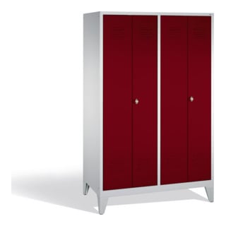 C+P Doppelspind Classic auf Füßen 4 Abteile Front Rubinrot Korpus Lichtgrau