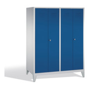 C+P Doppelspind Classic auf Füßen, 4 Abteile, H1850xB1590xT500mm Front Enzianblau Korpus Lichtgrau-1