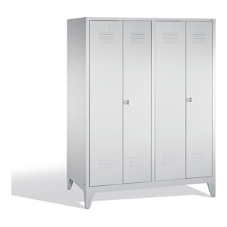 C+P Doppelspind Classic auf Füßen, 4 Abteile, H1850xB1590xT500mm Front Lichtgrau Korpus Lichtgrau