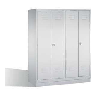 C+P Doppelspind Classic auf Sockel, 4 Abteile, H1800xB1590xT500mm Front Lichtgrau Korpus Lichtgrau