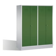 C+P Doppelspind Classic auf Sockel, 4 Abteile, H1800xB1590xT500mm Front Resedagrün Korpus Lichtgrau-1