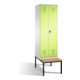 C+P Doppelspind Evolo mit Sitzbank 2 Abteile Front Viridingrün Korpus Lichtgrau-1
