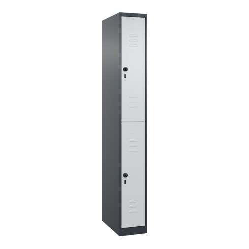 C+P Doppelstock-Spind Classic PLUS, 1 Abteil, 1850x250x500mm, 7016/7035 Verschluss Sicherheits-Drehriegel