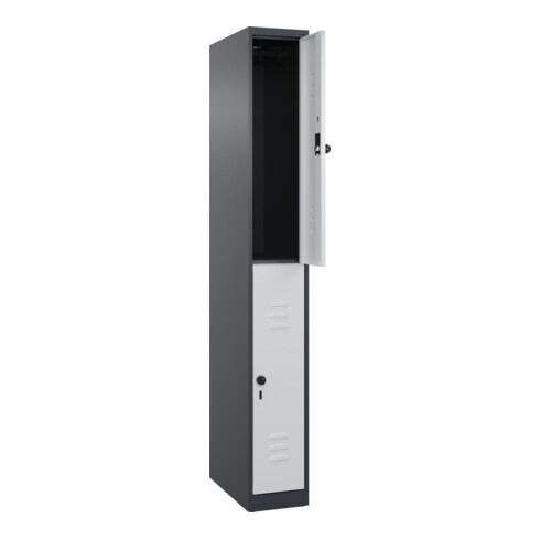 C+P Doppelstock-Spind Classic PLUS, 1 Abteil, 1850x250x500mm, 7016/7035 Verschluss Sicherheits-Drehriegel