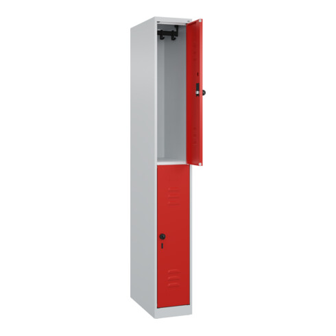 C+P Doppelstock-Spind Classic PLUS, 1 Abteil, 1850x250x500mm, 7035/3020 Verschluss Sicherheits-Drehriegel