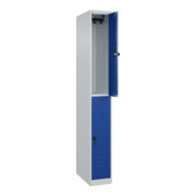 C+P Doppelstock-Spind Classic PLUS, 1 Abteil, 1850x250x500mm, 7035/5010 Verschluss Sicherheits-Drehriegel