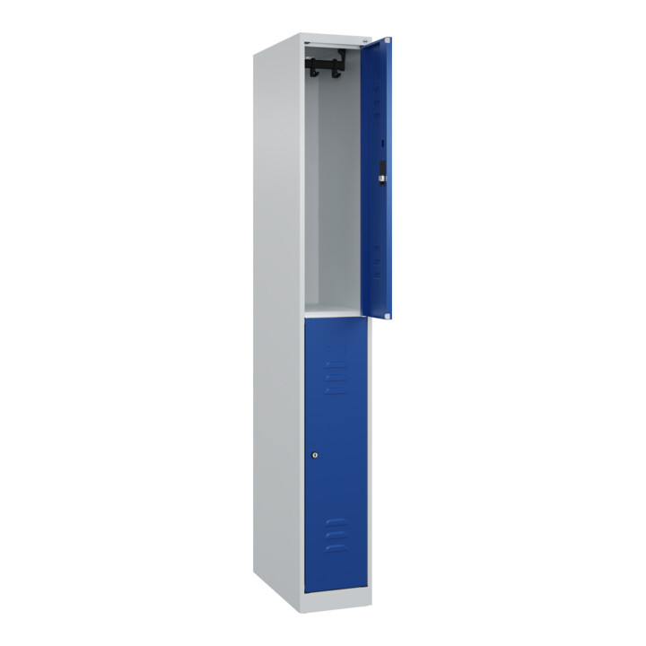 C+P Doppelstock-Spind Classic PLUS, 1 Abteil, 1850x250x500mm, 7035/5010 Verschluss Zylinderschloss