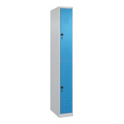 C+P Doppelstock-Spind Classic PLUS, 1 Abteil, 1850x250x500mm, 7035/5012 Verschluss Sicherheits-Drehriegel