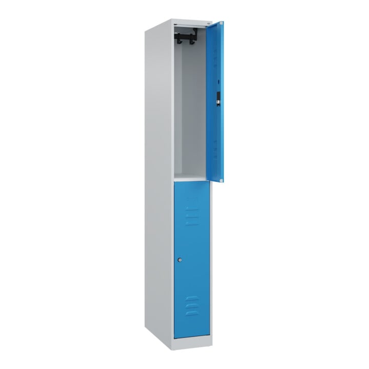C+P Doppelstock-Spind Classic PLUS, 1 Abteil, 1850x250x500mm, 7035/5012 Verschluss Zylinderschloss