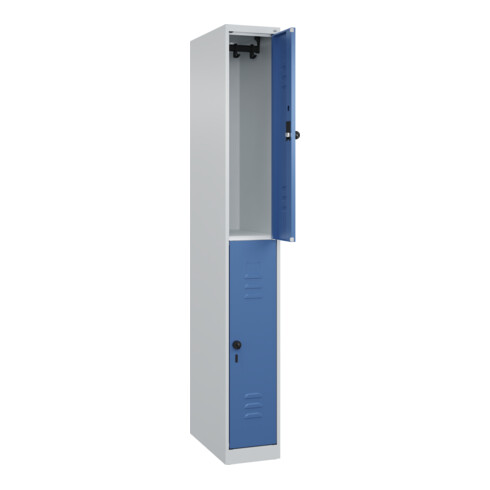 C+P Doppelstock-Spind Classic PLUS, 1 Abteil, 1850x250x500mm, 7035/5023 Verschluss Sicherheits-Drehriegel