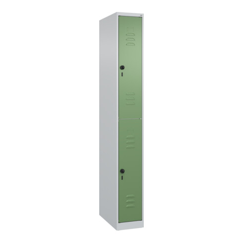 C+P Doppelstock-Spind Classic PLUS, 1 Abteil, 1850x250x500mm, 7035/6011 Verschluss Sicherheits-Drehriegel