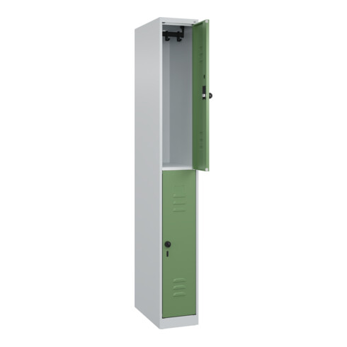 C+P Doppelstock-Spind Classic PLUS, 1 Abteil, 1850x250x500mm, 7035/6011 Verschluss Sicherheits-Drehriegel