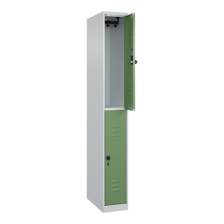 C+P Doppelstock-Spind Classic PLUS, 1 Abteil, 1850x250x500mm, 7035/6011 Verschluss Sicherheits-Drehriegel