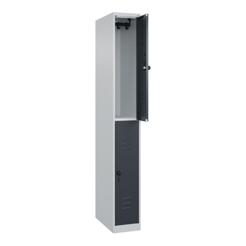 C+P Doppelstock-Spind Classic PLUS, 1 Abteil, 1850x250x500mm, 7035/7016 Verschluss Sicherheits-Drehriegel