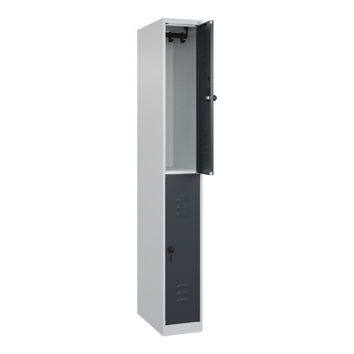 C+P Doppelstock-Spind Classic PLUS, 1 Abteil, 1850x250x500mm, 7035/7016 Verschluss Sicherheits-Drehriegel