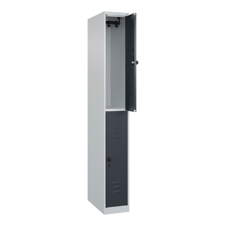 C+P Doppelstock-Spind Classic PLUS, 1 Abteil, 1850x250x500mm, 7035/7016 Verschluss Sicherheits-Drehriegel