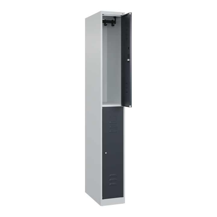 C+P Doppelstock-Spind Classic PLUS, 1 Abteil, 1850x250x500mm, 7035/7016 Verschluss Zylinderschloss