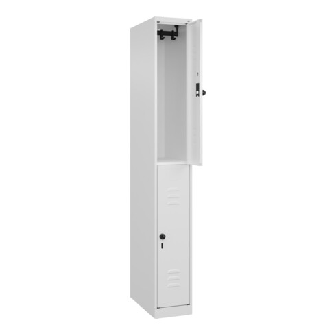 C+P Doppelstock-Spind Classic PLUS, 1 Abteil, 1850x250x500mm, 9016/9016 Verschluss Sicherheits-Drehriegel