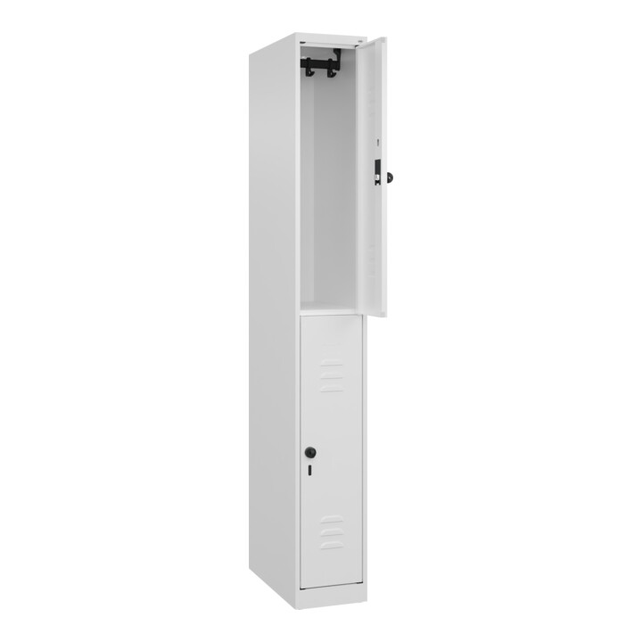 C+P Doppelstock-Spind Classic PLUS, 1 Abteil, 1850x250x500mm, 9016/9016 Verschluss Sicherheits-Drehriegel